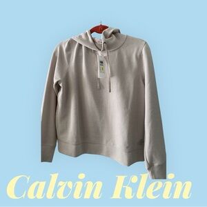 Calvin Klein Women's cream colored waffle  Hoodie
